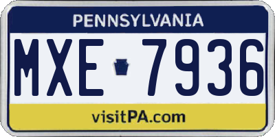 PA license plate MXE7936