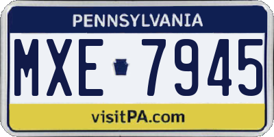 PA license plate MXE7945