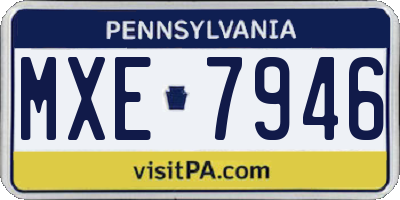 PA license plate MXE7946