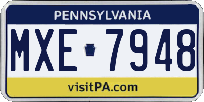 PA license plate MXE7948