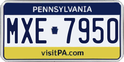 PA license plate MXE7950