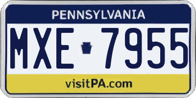 PA license plate MXE7955