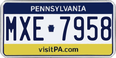 PA license plate MXE7958