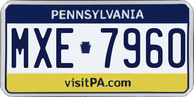 PA license plate MXE7960