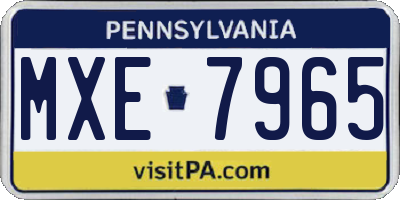 PA license plate MXE7965