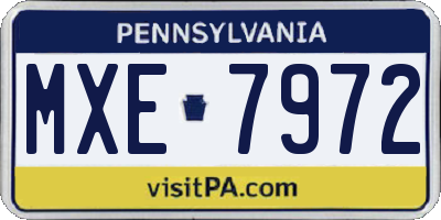 PA license plate MXE7972