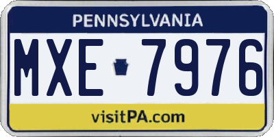 PA license plate MXE7976
