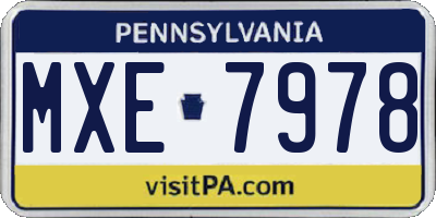 PA license plate MXE7978