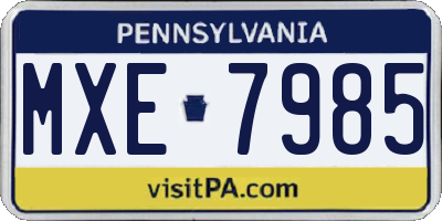 PA license plate MXE7985