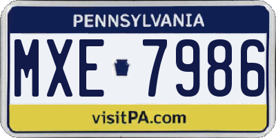 PA license plate MXE7986