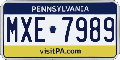 PA license plate MXE7989