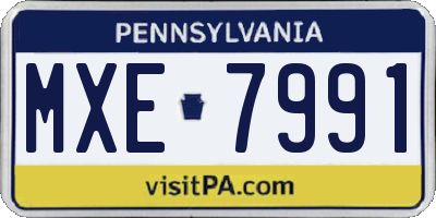 PA license plate MXE7991