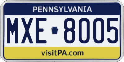 PA license plate MXE8005