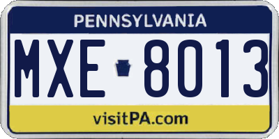 PA license plate MXE8013