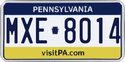 PA license plate MXE8014