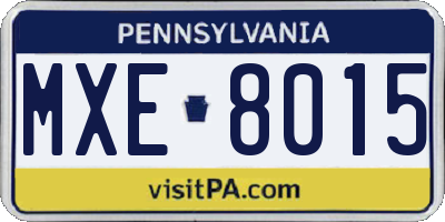 PA license plate MXE8015
