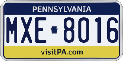 PA license plate MXE8016