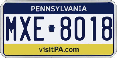 PA license plate MXE8018