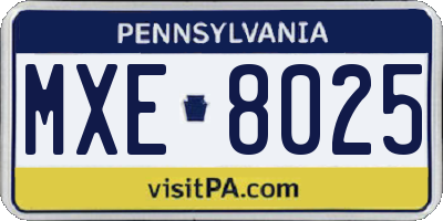 PA license plate MXE8025