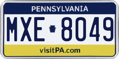 PA license plate MXE8049