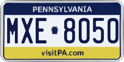 PA license plate MXE8050