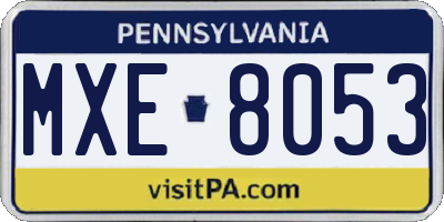PA license plate MXE8053