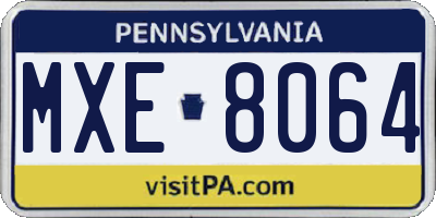 PA license plate MXE8064