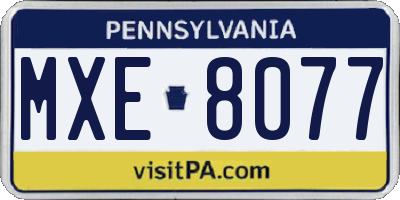 PA license plate MXE8077