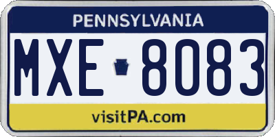 PA license plate MXE8083