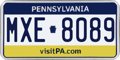 PA license plate MXE8089