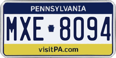 PA license plate MXE8094