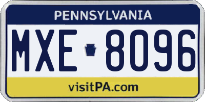PA license plate MXE8096