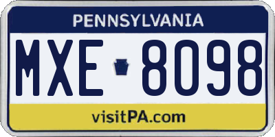 PA license plate MXE8098