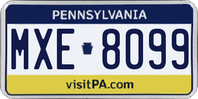 PA license plate MXE8099