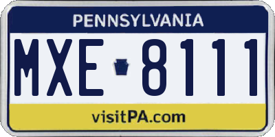 PA license plate MXE8111