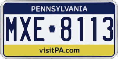 PA license plate MXE8113