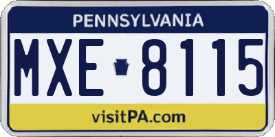 PA license plate MXE8115