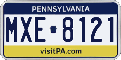 PA license plate MXE8121