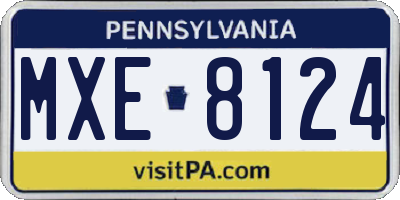 PA license plate MXE8124