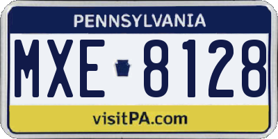 PA license plate MXE8128
