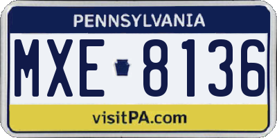 PA license plate MXE8136