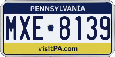 PA license plate MXE8139