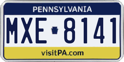PA license plate MXE8141