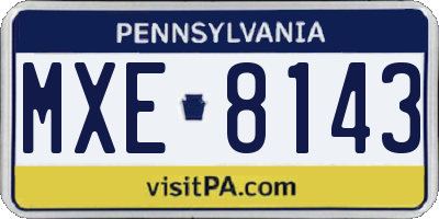 PA license plate MXE8143