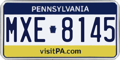 PA license plate MXE8145