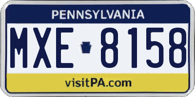 PA license plate MXE8158