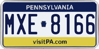 PA license plate MXE8166