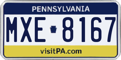 PA license plate MXE8167