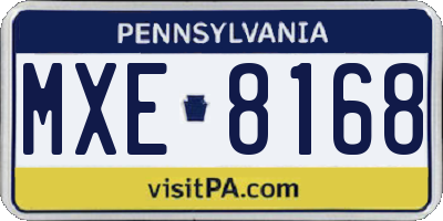 PA license plate MXE8168