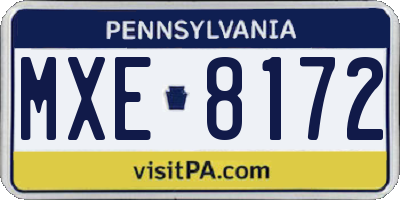 PA license plate MXE8172